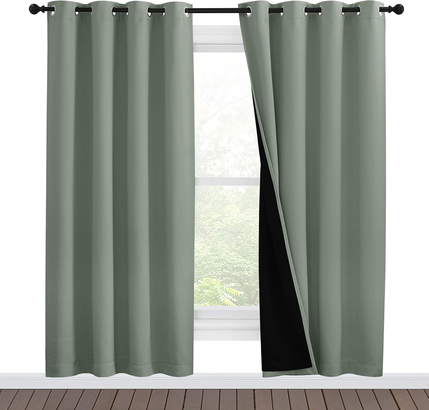 Nicetown 100% Blackout Window Curtain Panels, Full Light Blocking Drapes with Black Liner for Nursery, 78-inch Drop Thermal Insulated Drape…