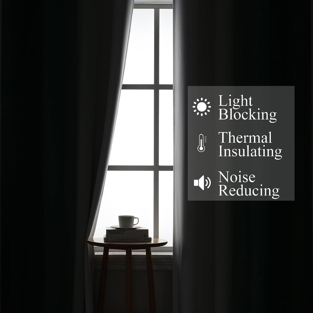 Estelartextiler Estelar Textiler Full Room Darkening Blackout Curtains 72 Inch Length 2 Panels Set, Ombre Greyish White and Green Thermal I…