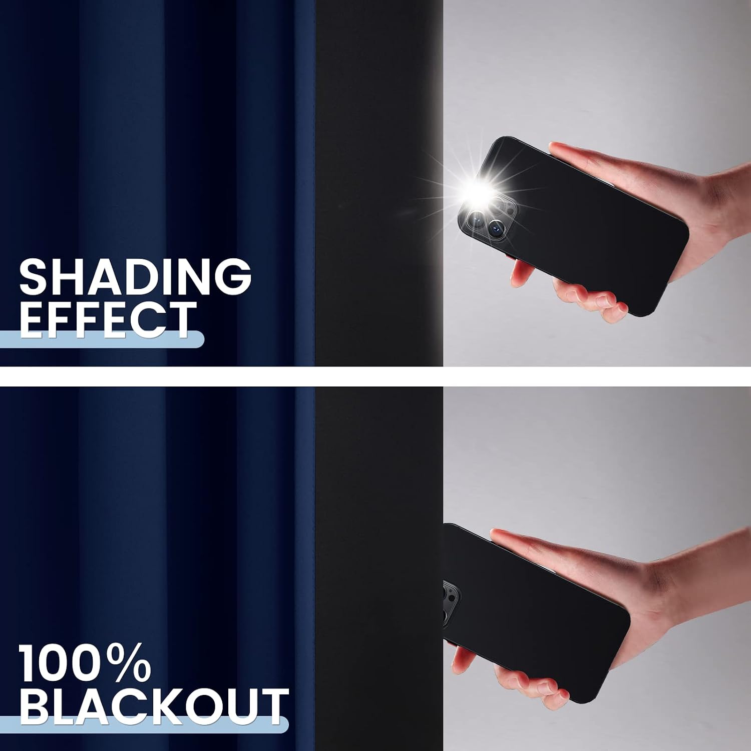 SimpleHome 100% Blackout Curtains for Bedroom, Thermal Insulated Grommet Window Drapes Room Darkening Navy Blue Curtains for Living Room wit…