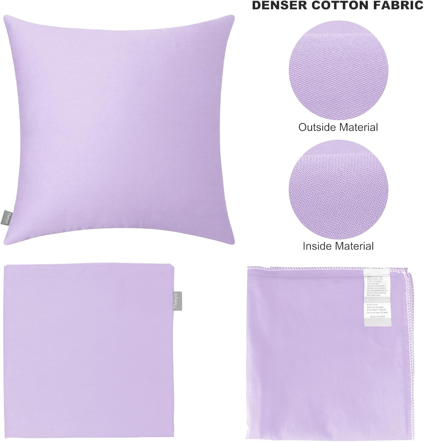 Thmyo 4-Pack 100% Cotton Comfortable Solid Decorative Throw Pillow Case Square Cushion Cover Pillowcase Sublimation Blank Pillow Covers DIY…