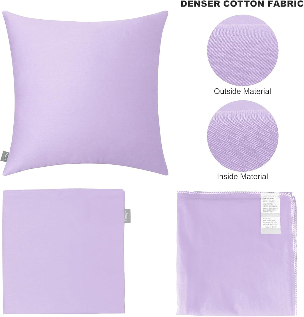 Thmyo 4-Pack 100% Cotton Comfortable Solid Decorative Throw Pillow Case Square Cushion Cover Pillowcase Sublimation Blank Pillow Covers DIY…