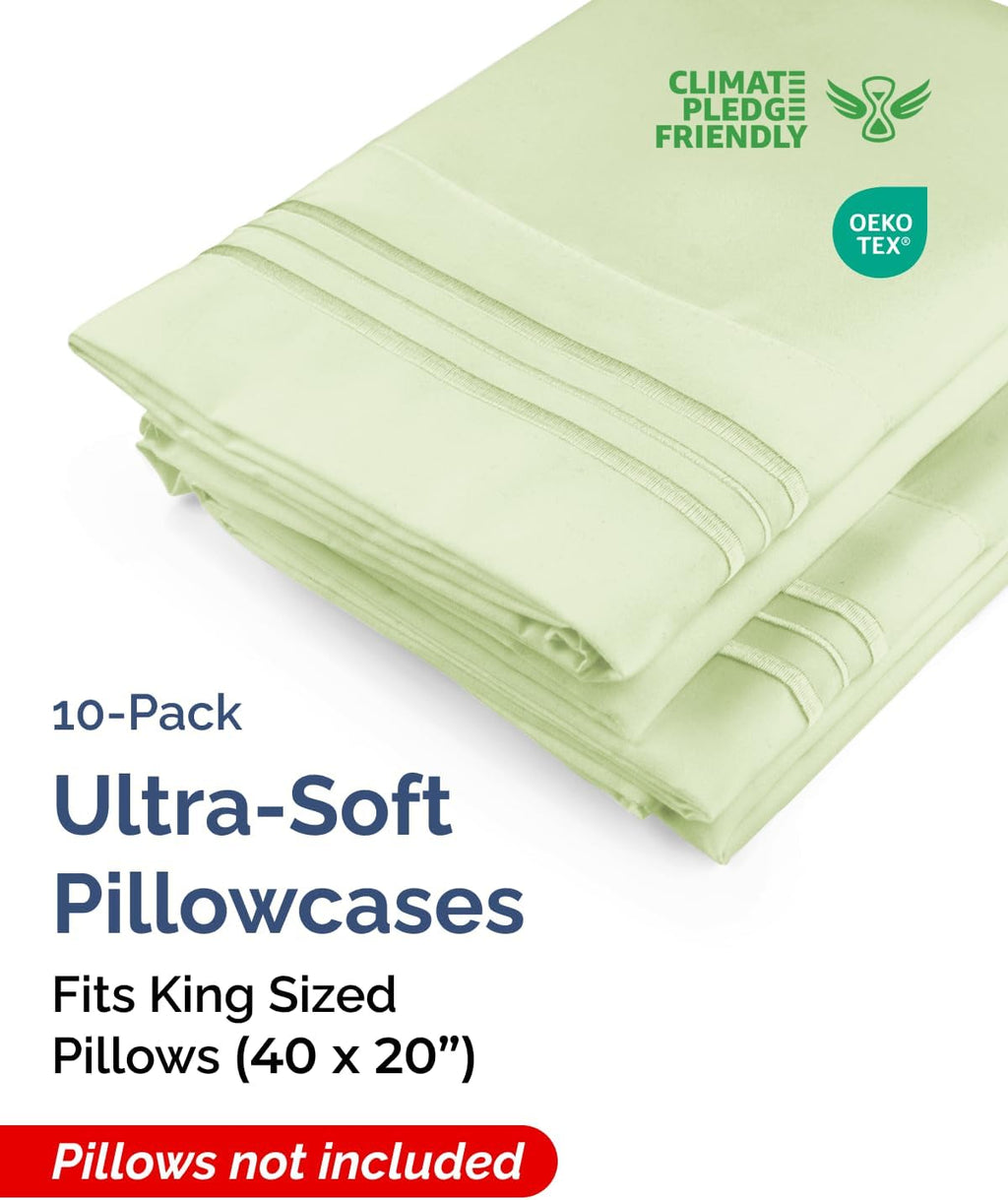 King Pillow Cases Set of 10 - Ultra Soft Hotel Quality Pillowcase Covers - Comfy, Cozy & Wrinkle Free - Shrink & Fade Resistant - Machine…