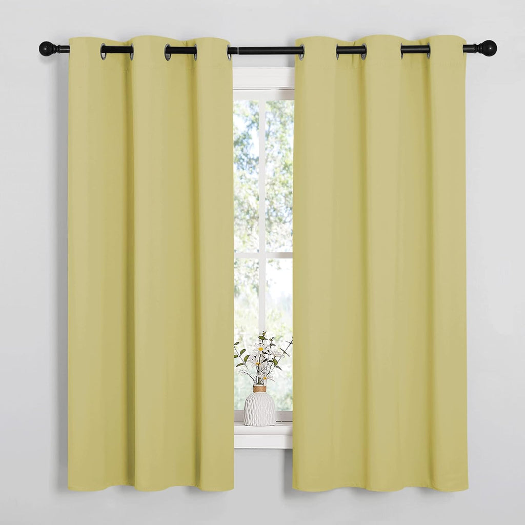 NICETOWN Paler Yellow Blackout Curtains for Bedroom (1 Pair, 42 x 63 inches), Farmhouse Thermal Insulated Room Darkening Drapes for Windows