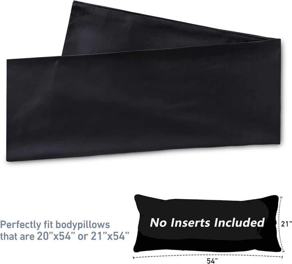 Leeden Body Pillow Cover, 100% Cotton, 800 Thread Count, Soft Breathable Long Pillow Case, Envelope Closure (Black, 21"x 54") Cotton Black