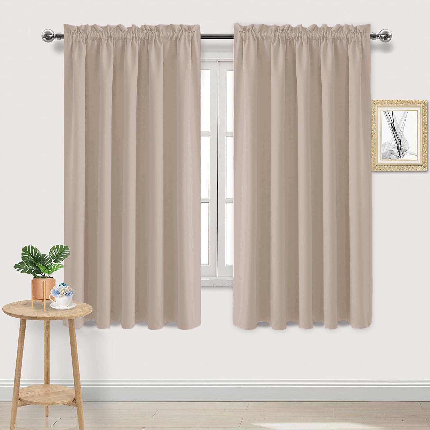 DWCN Blackout Curtains for Living Room Thermal Insulated, Energy Saving & Noise Reducing Bedroom Curtains, Camel, W 60x L 63 Inch, Set of…