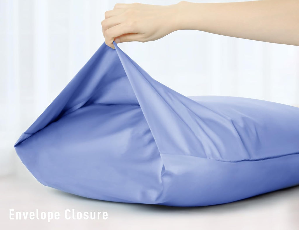 Sunflower Body Pillowcase 100% Cotton Long Pillow Cover/Case Envelope Closure 1 Pack, 20×54 inches Purplish Blue, Soft and Breathable