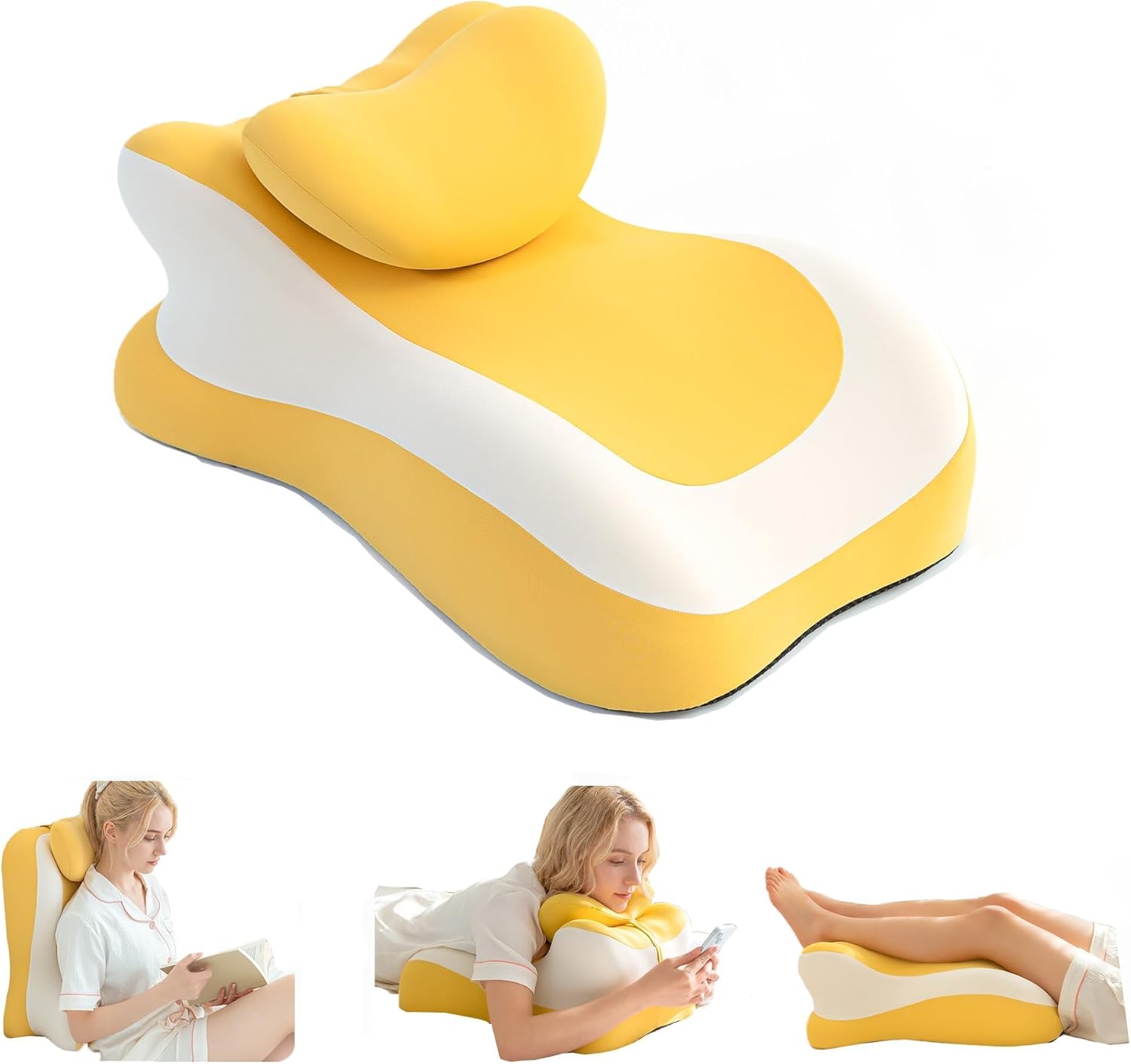 SLEEP ZONE Memory Foam Reading Pillow, Multi-Position Support Bed Pillow for Petite Adults, Reading Tools, Pillows Prone Back and Knee…