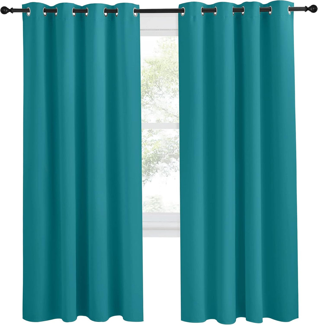 NICETOWN Peacock Teal Blackout Curtains 78inch Length, 1 Panel, W55 x L78, Chic Thermal Insulated Grommet Room Darkening Window Drapes…
