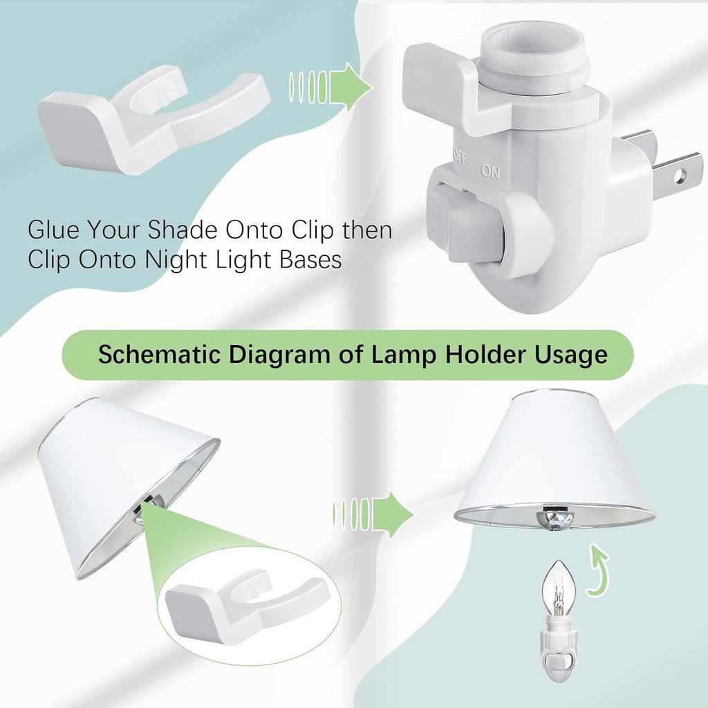 Tuanse 100 Sets Plug in Night Light Module Night Light Base with Shade Mounting Clip Plastic Lights Rotating Base for Making Your Own…