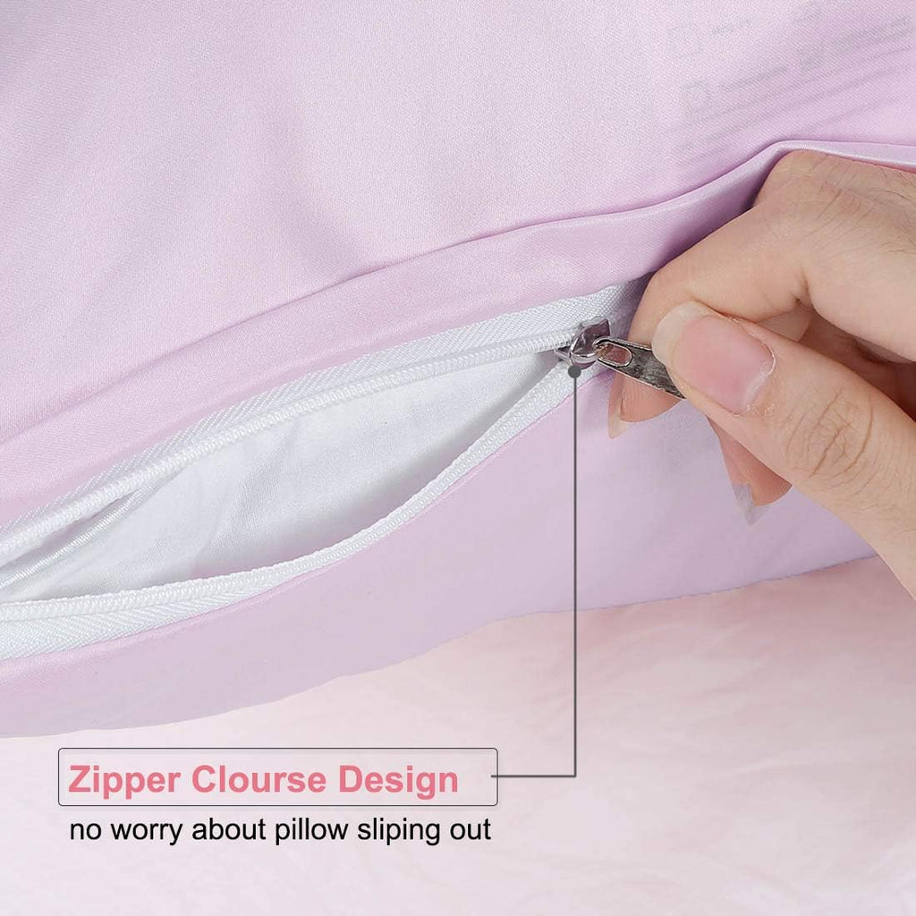 uxcell Standard Satin Pillowcase with Zipper, Super Soft and Luxury, Silky Pillow Cases Covers Set of 2, 21"x27", Lavender Gray