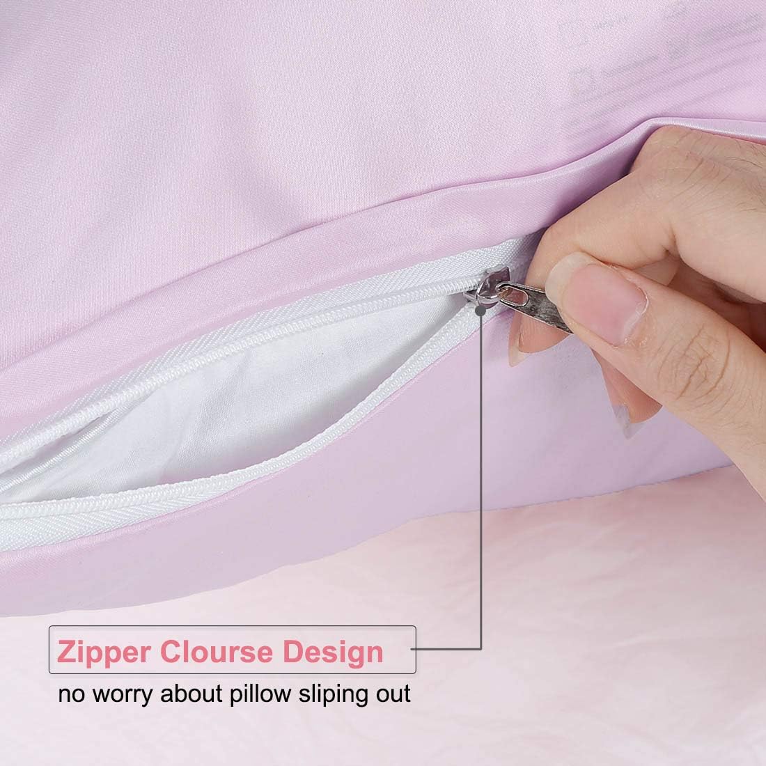 uxcell Travel Satin Pillowcase with Zipper, Super Soft and Luxury, Silky Pillow Cases Covers Set of 2, 14"x20", Lavender Gray