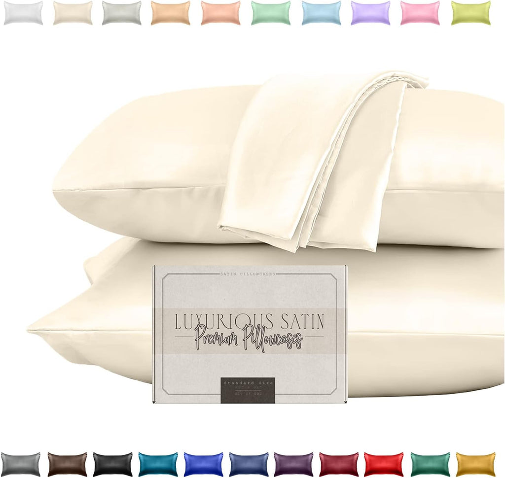 Elegantcomfort Elegant Comfort Silky and Luxurious 2-Piece Satin Pillowcase Set for Healthier Skin and Hair, Hidden Zipper Closure and Beau…