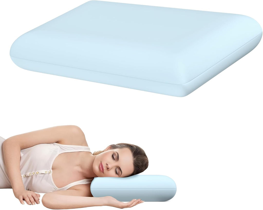 Comforshare Home Blue Memory Foam Pillows Bed Pillows with Cooling Removable Cover, Neck Support for Back Stomach Side Sleepers, 1 P…