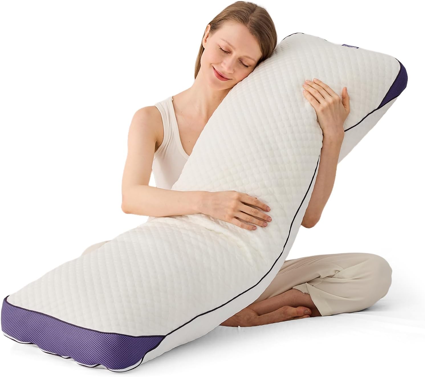 HOMELAB Adjustable Shredded Memory Foam Body Pillow, Cooling Long Pillow with Washable Cover, Full Support for Side Sleepers, Back, Hip &…