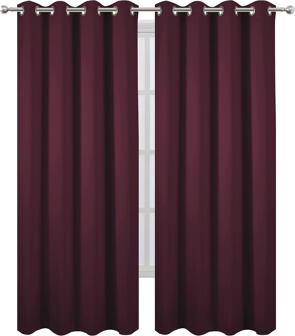 Lemomo Blackout Curtains 66 x 84 inch/Burgundy Red Curtains Set of 2 Panels/Thermal Insulated Room Darkening Bedroom Curtains 84 inch Red
