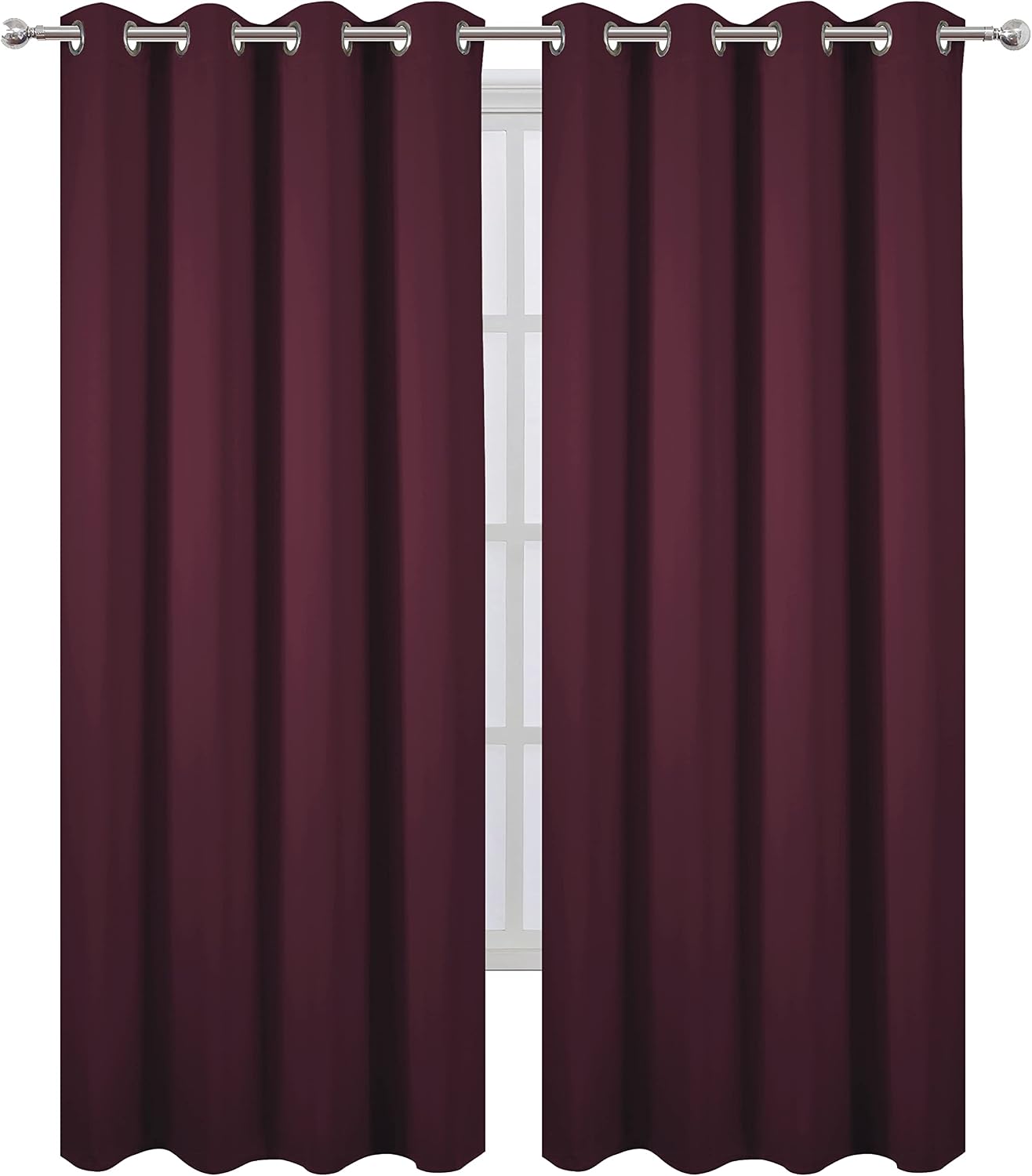 Lemomo Blackout Curtains 66 x 84 inch/Burgundy Red Curtains Set of 2 Panels/Thermal Insulated Room Darkening Bedroom Curtains 84 inch Red