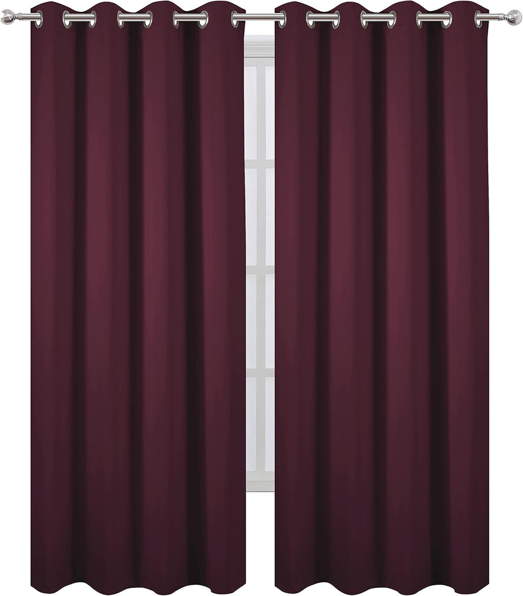 Lemomo Burgundy Red Thermal Blackout Curtains/52 x 108 Inch/Set of 2 Panels Room Darkening Curtains for Bedroom 108 Inch Red