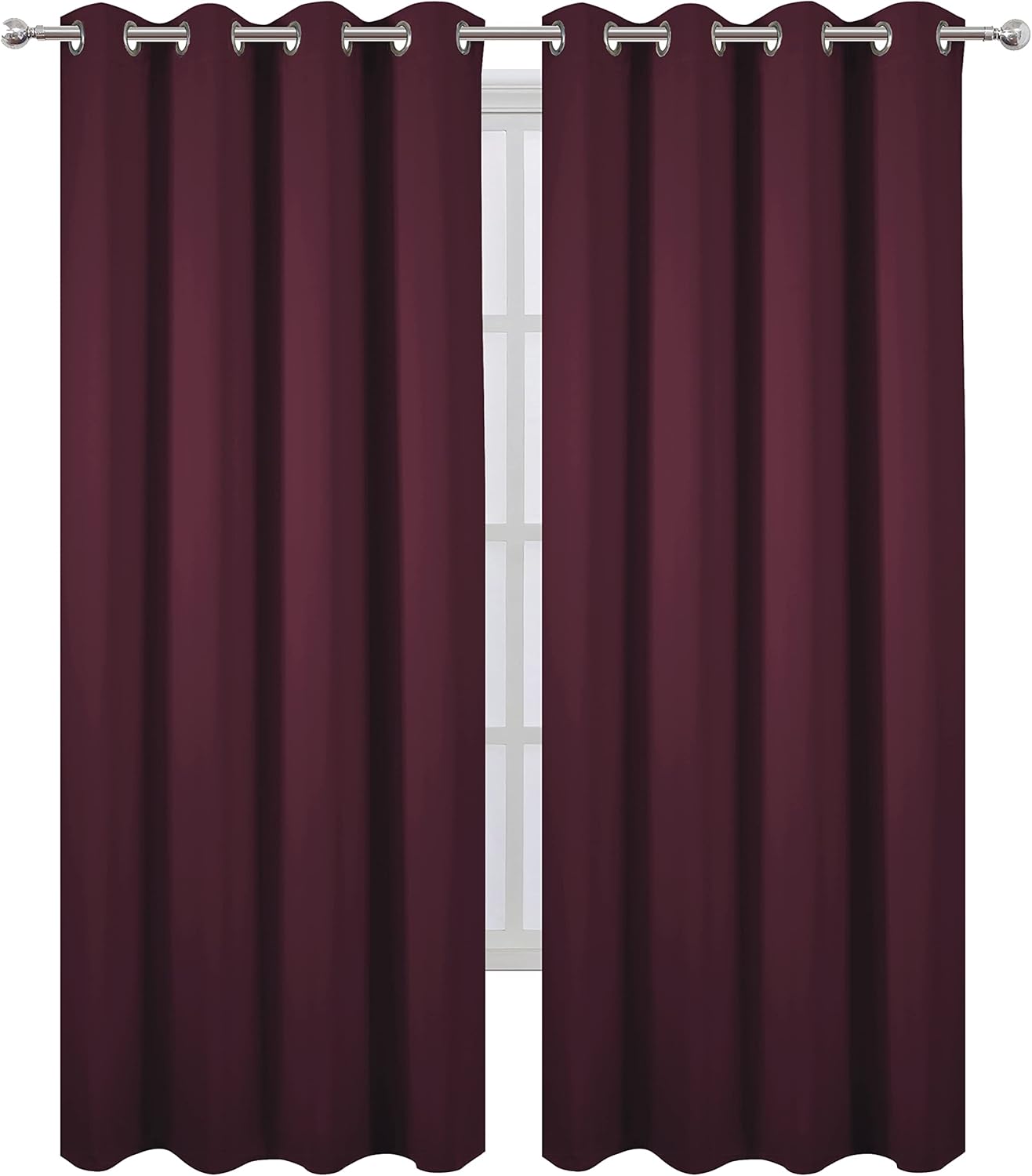 Lemomo Burgundy Red Thermal Blackout Curtains/52 x 108 Inch/Set of 2 Panels Room Darkening Curtains for Bedroom 108 Inch Red