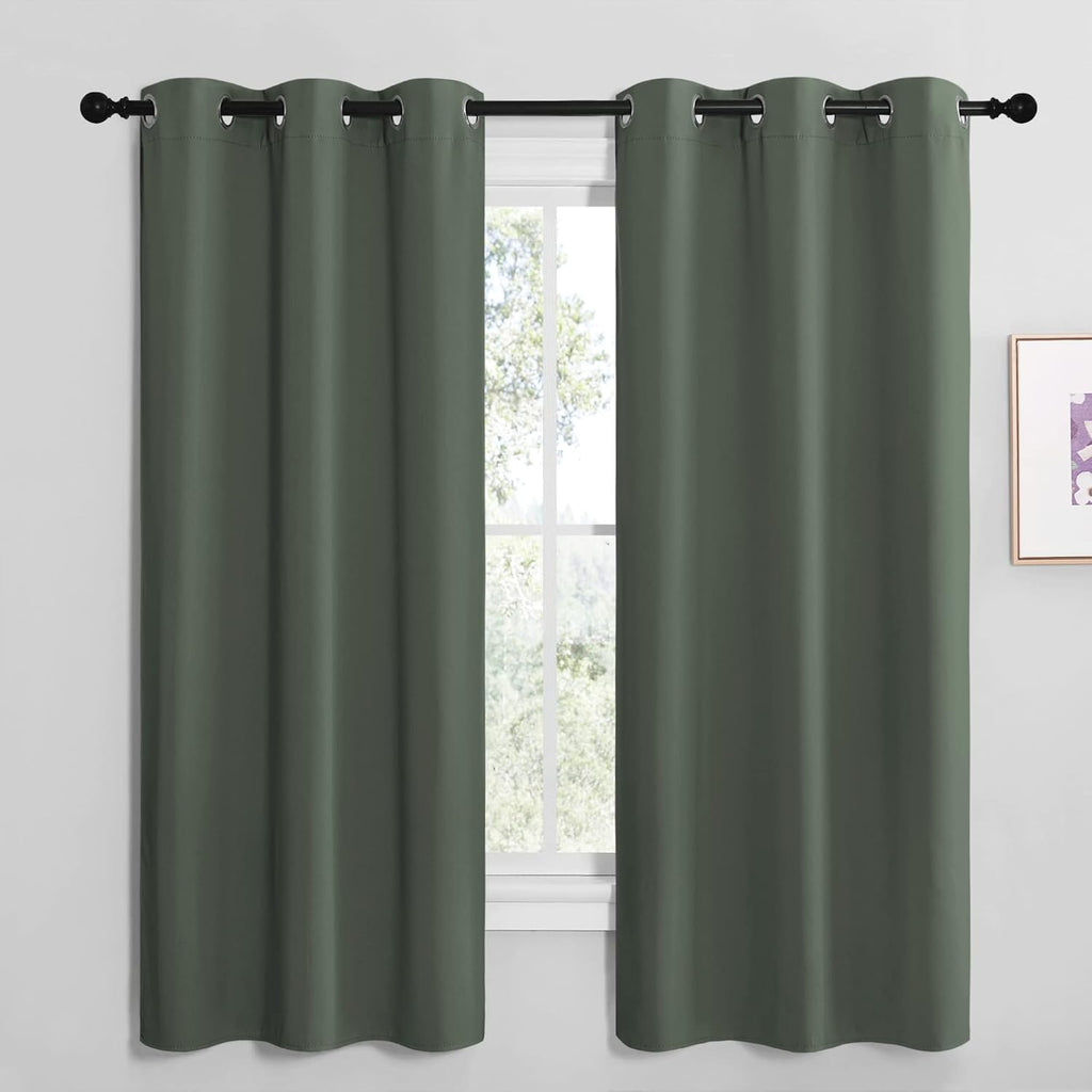 NICETOWN Blackout Curtain Panels, Home Decoration Thermal Insulated Solid Grommet Blackout Drape for Dining Room (Dark Mallard, 1 Pair…