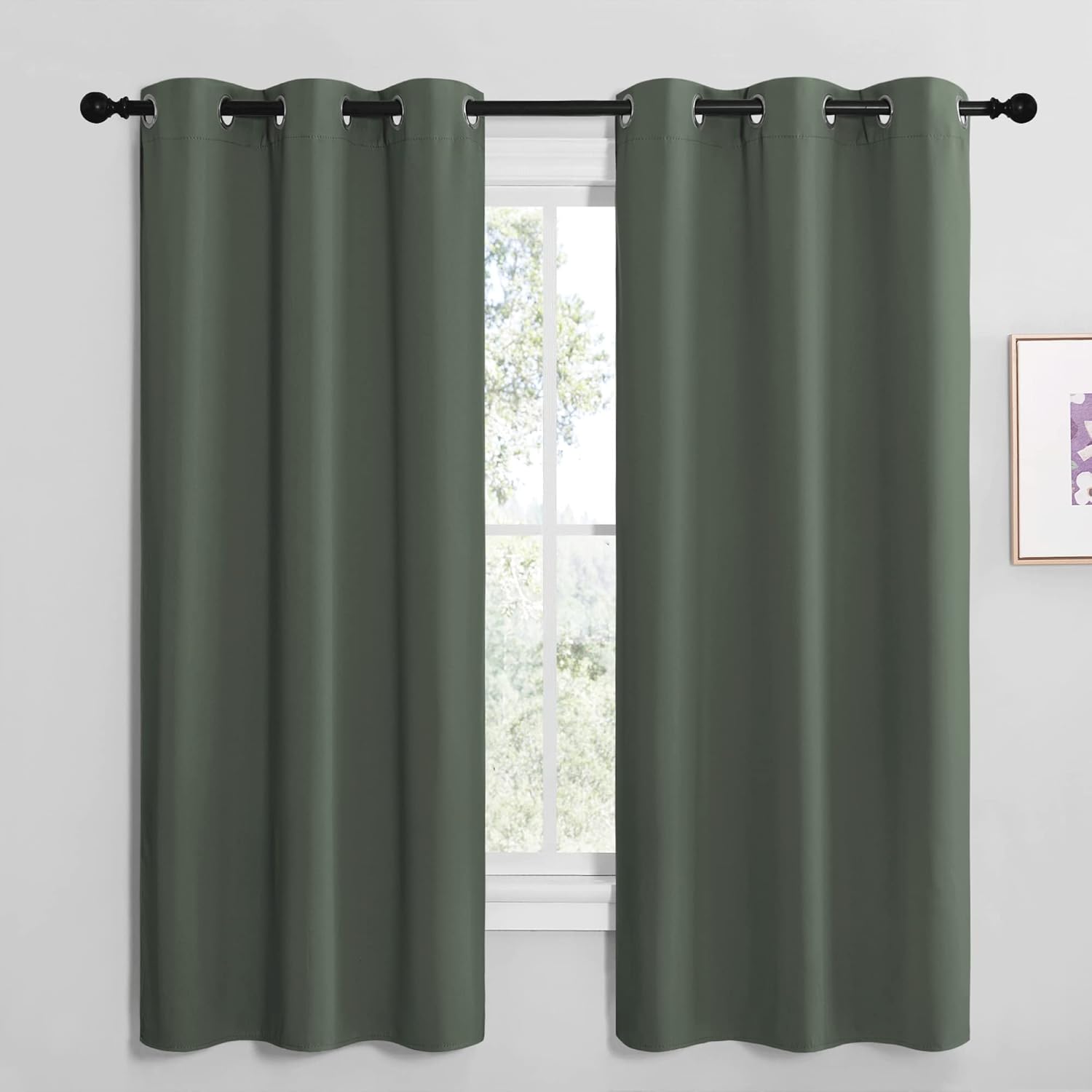 NICETOWN Blackout Curtain Panels, Home Decoration Thermal Insulated Solid Grommet Blackout Drape for Dining Room (Dark Mallard, 1 Pair…