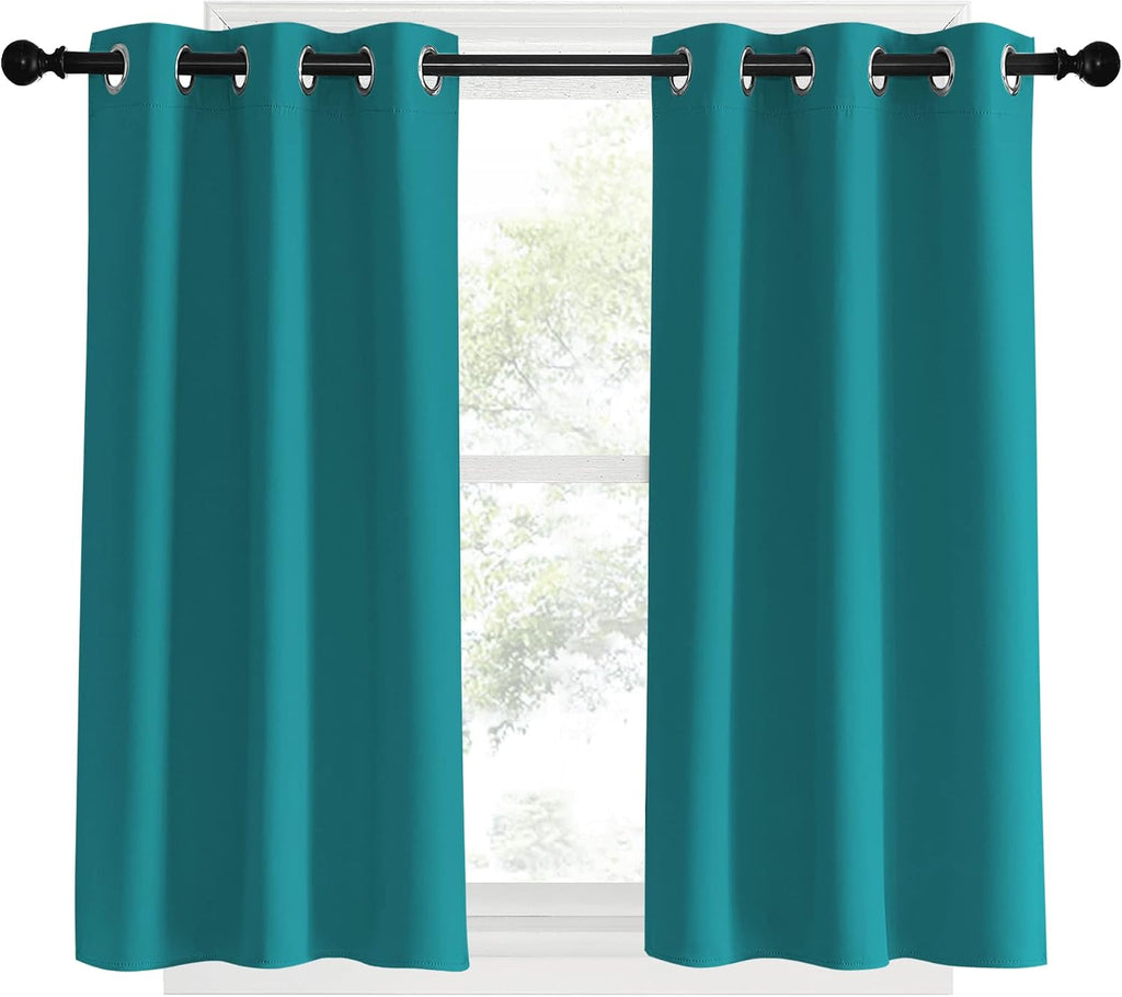 NICETOWN Room Darkening Curtains 40 inch Length 2 Panels, Peacock Teal, W34, Thermal Insulated Grommet Blackout Curtains for Modern…