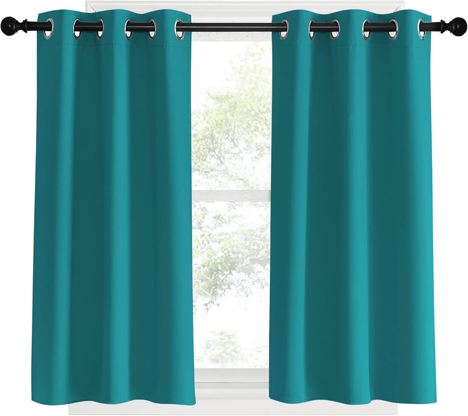 NICETOWN Room Darkening Curtains 40 inch Length 2 Panels, Peacock Teal, W34, Thermal Insulated Grommet Blackout Curtains for Modern…