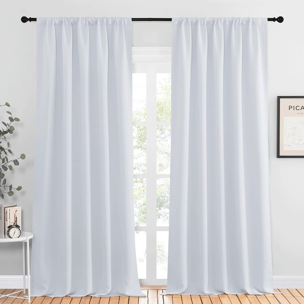 NICETOWN Greyish White Bedroom Curtain Panels - Multi-Function Noise Reducing Performance Window Treatment Thermal Insulated Room…