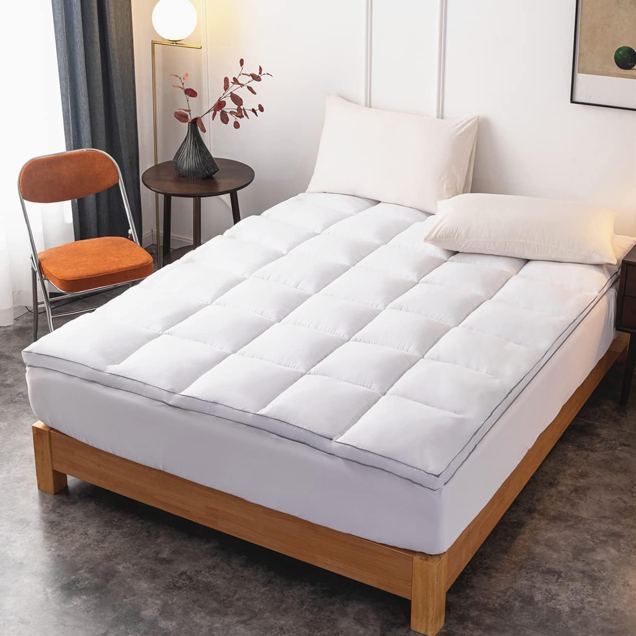 DROVAN Mattress Pad Twin XL Size - Extra Thick Mattress Topper Cover - Pillow Top Deep Pocket with Breathable 7D Spiral Fiber Filling…
