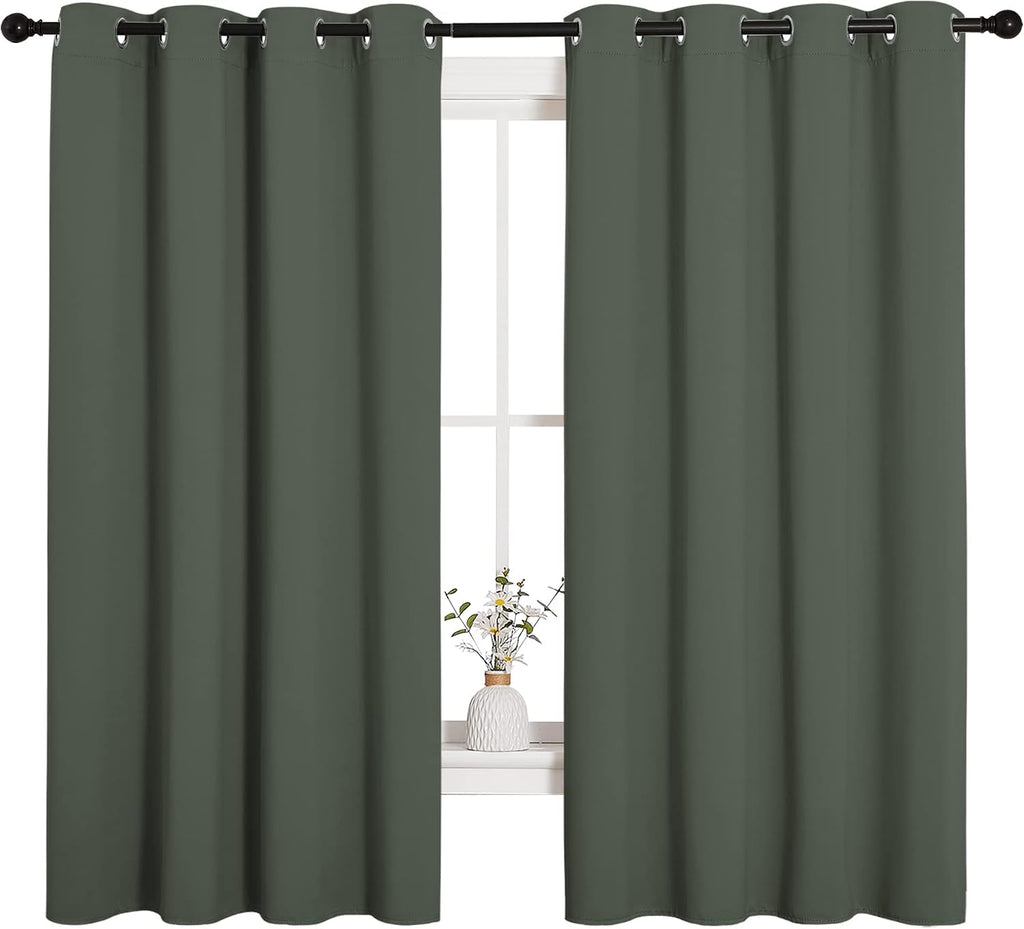 NICETOWN Thermal Insulated Curtains Blackout Draperies, Window Treatment Solid Grommet Room Darkening Drape Panels for Bedroom (Dark…
