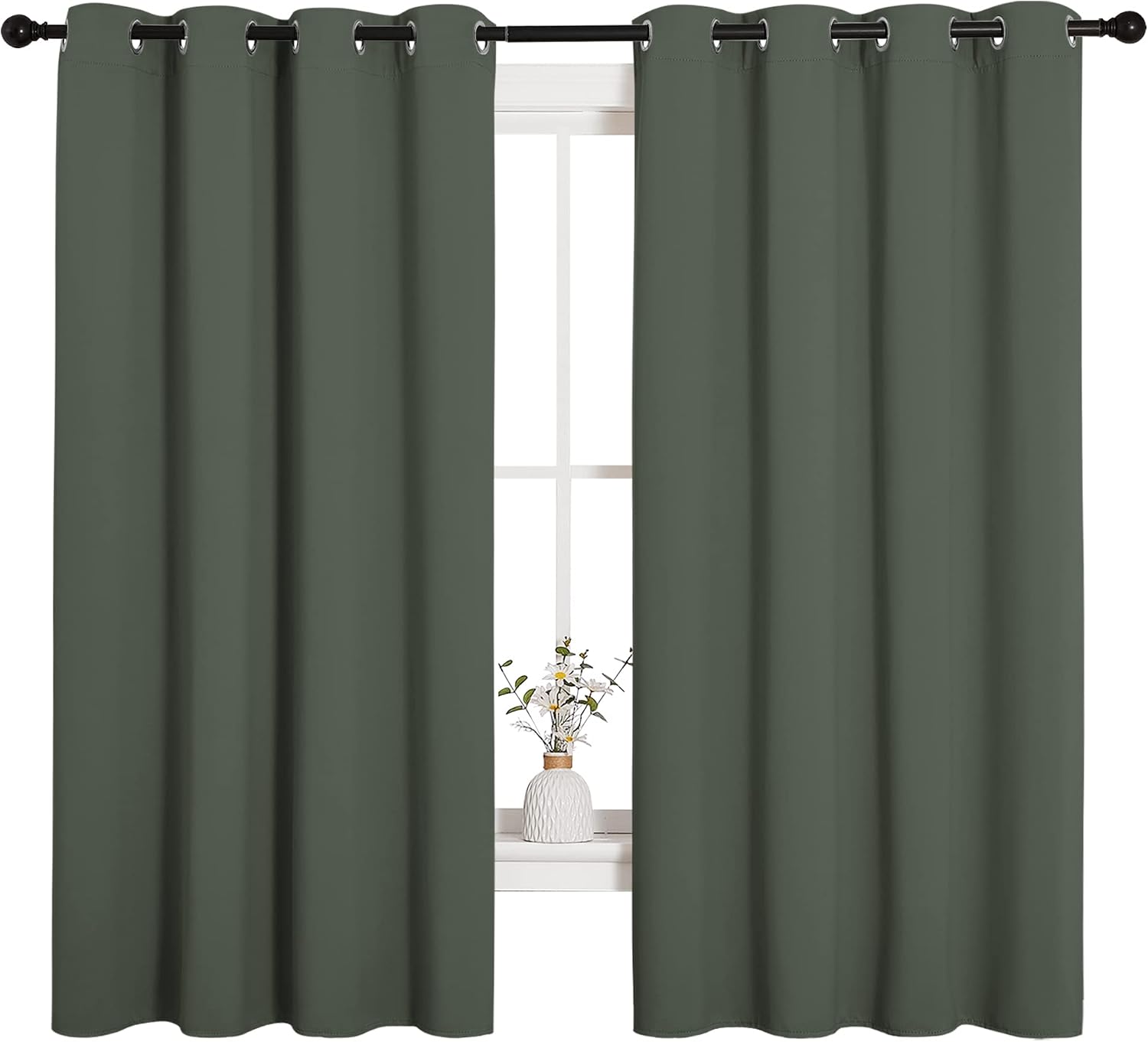 NICETOWN Thermal Insulated Curtains Blackout Draperies, Window Treatment Solid Grommet Room Darkening Drape Panels for Bedroom (Dark…