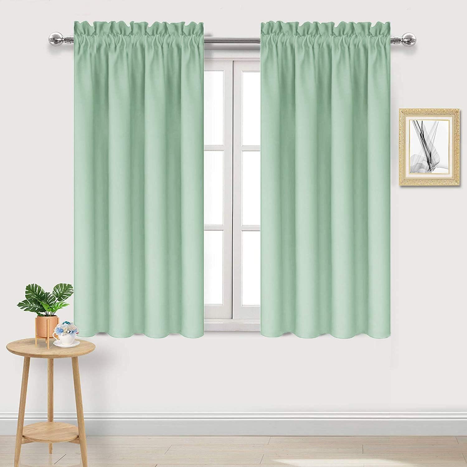 Dwcn Blackout Curtains Room Darkening Thermal Insulated Bedroom Curtains Window Curtain Panels, 42 x 54 inches Long, Set of 2 Light Green R…