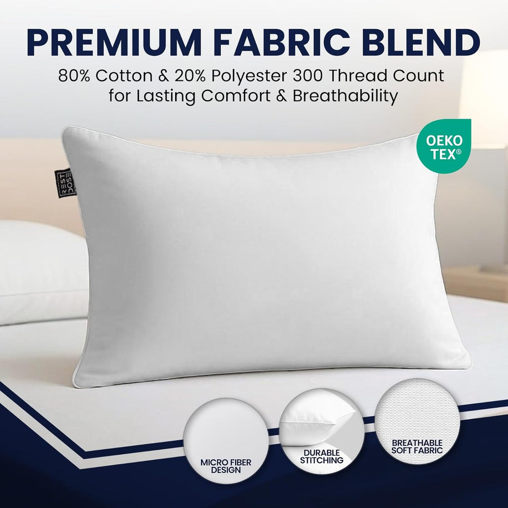 REST DOSE Bed Pillows for Sleeping, Set of 2 – Cooling, Hotel Quality with Soft Down Alternative Fill for Back, Stomach & Side Sleep…