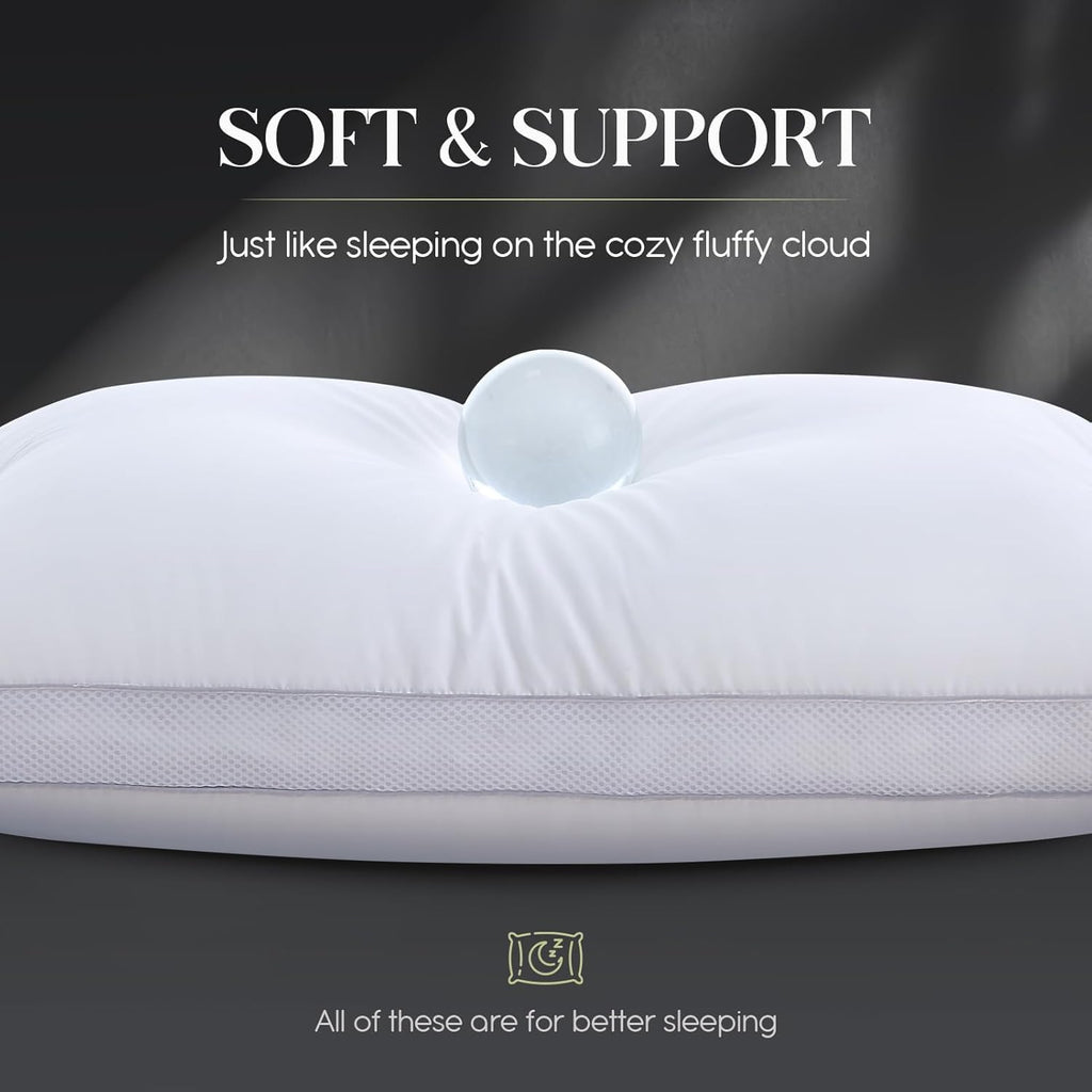 Goose Down Bed Pillows King Size Set of 2 (White), Hotel Collection Pillows for Sleeping, Gusseted Pillow for Side, Back, or Stomach…