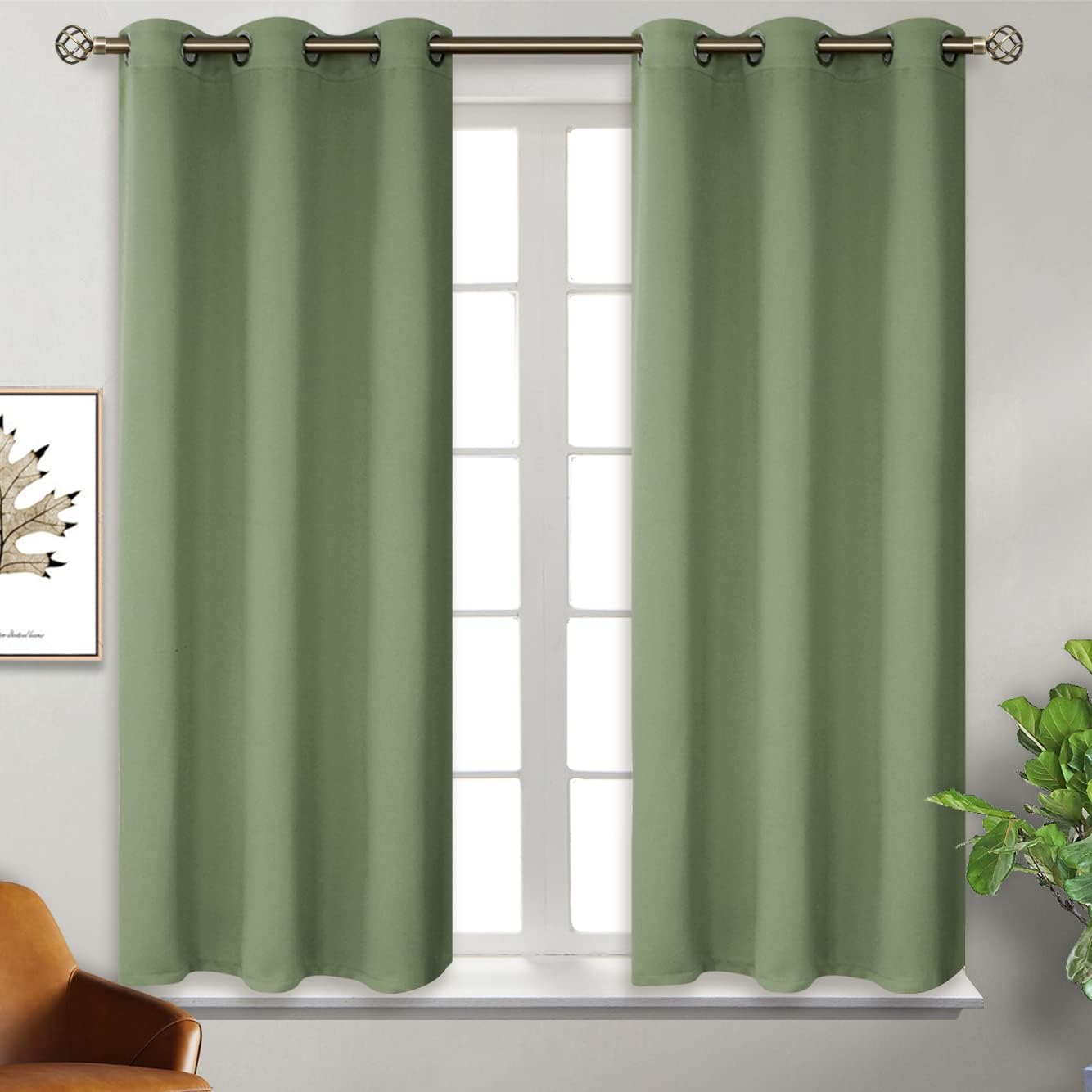 BGment Room Darkening Curtains 45 Inches Long - Grommet Thermal Insulated Drapes Window Treatment Curtains for Bedroom, 2 Panels, 38 x 45 I…