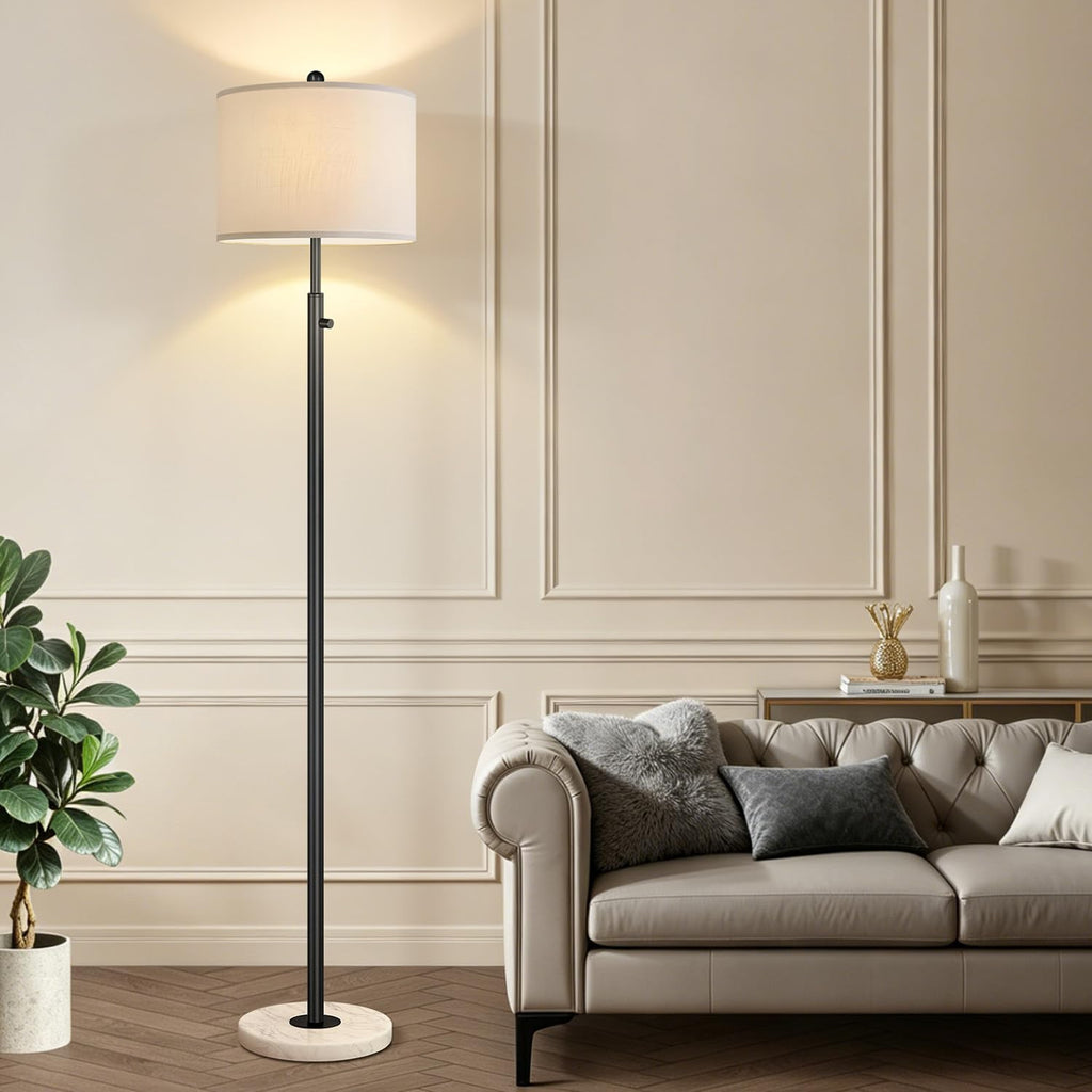 Nintiue Dimmable Floor Lamp for Living Room, 11W LED Bulb Included, Modern Standing Lamp with Marble Base, Tall Pole Light with White…