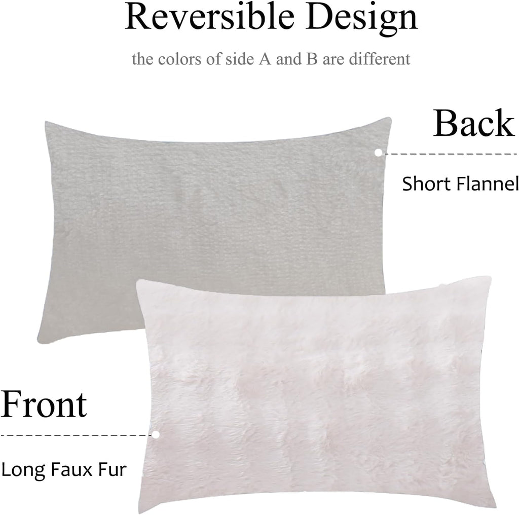 Chumerry Faux Fur Body Pillow Cover, Super Soft Fuzzy Plush Bedding Pillow Long Pillowcases 1 Pieces, Chic Striped Plaid Geometry Decorativ…