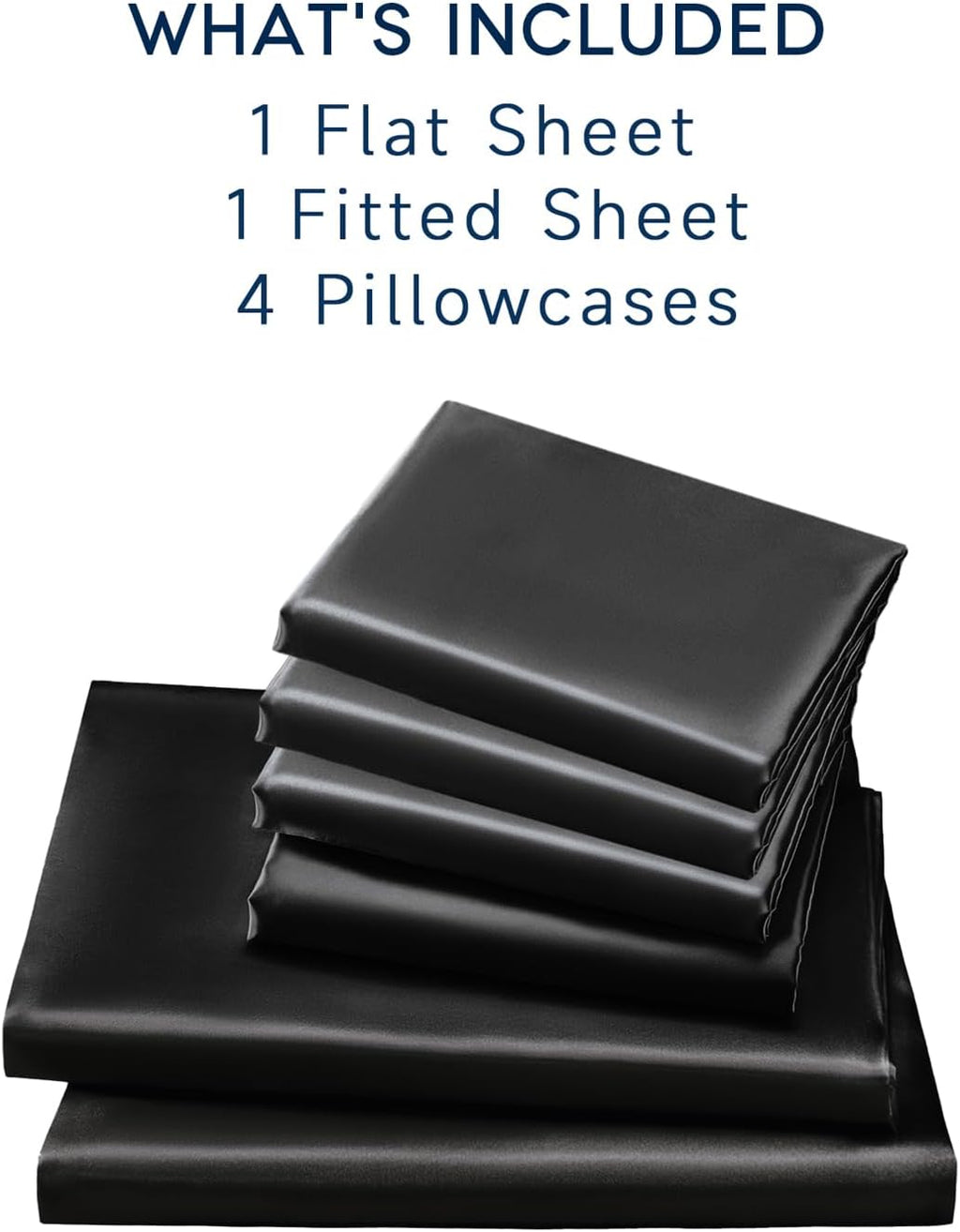 Golal Satin Sheets Full Size - 6 Pieces Luxury Silky Soft Bed Sheets, Wrinkle-Free Black Satin Silk Sheet Set with 1 Deep Pocket Fitted She…