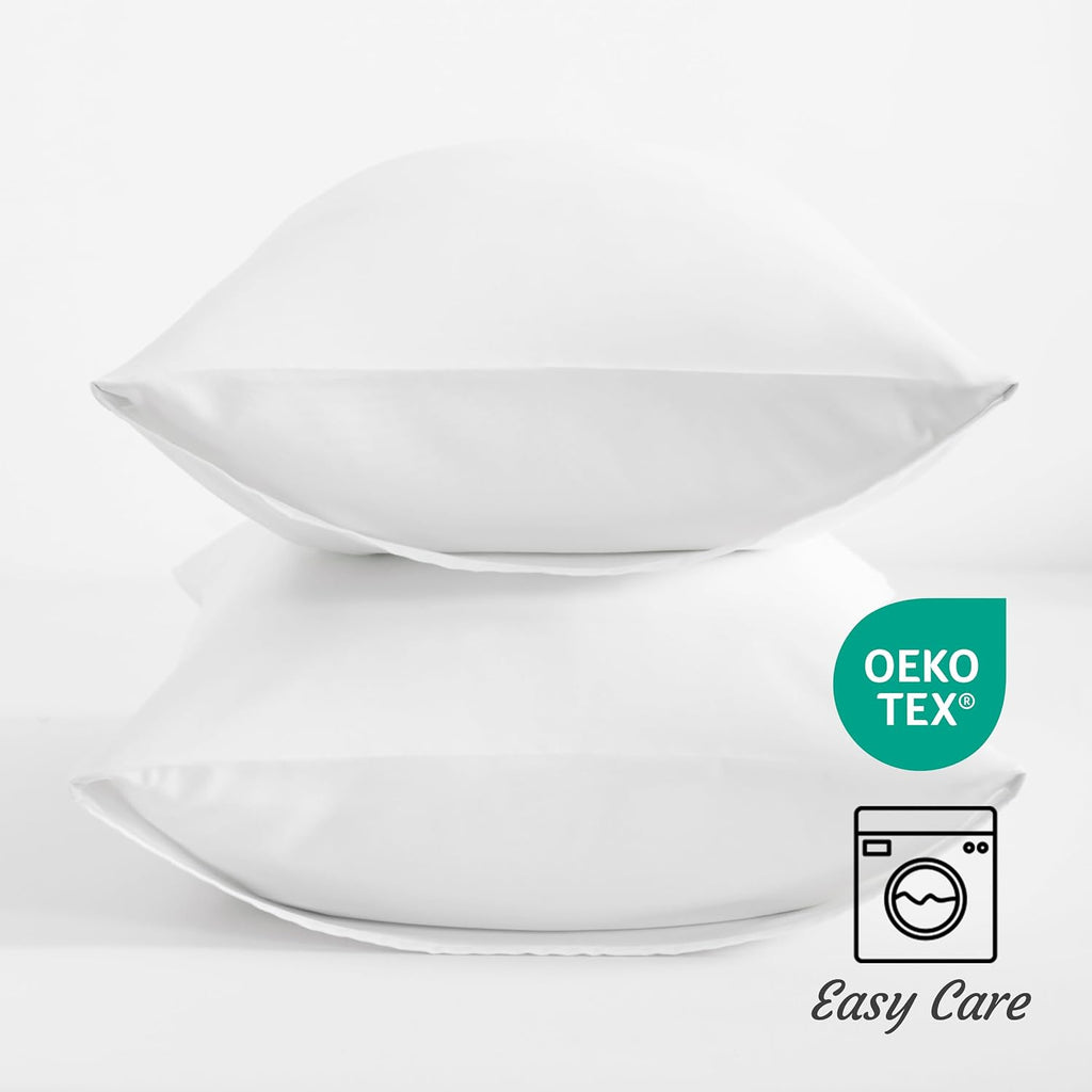 Ntbay King Pillow Cases Set of 2, 2 Pack Brushed Microfiber 20x36 Pillow Cases, Soft, Wrinkle, Fade, Stain Resistant White Pillow Cases wit…