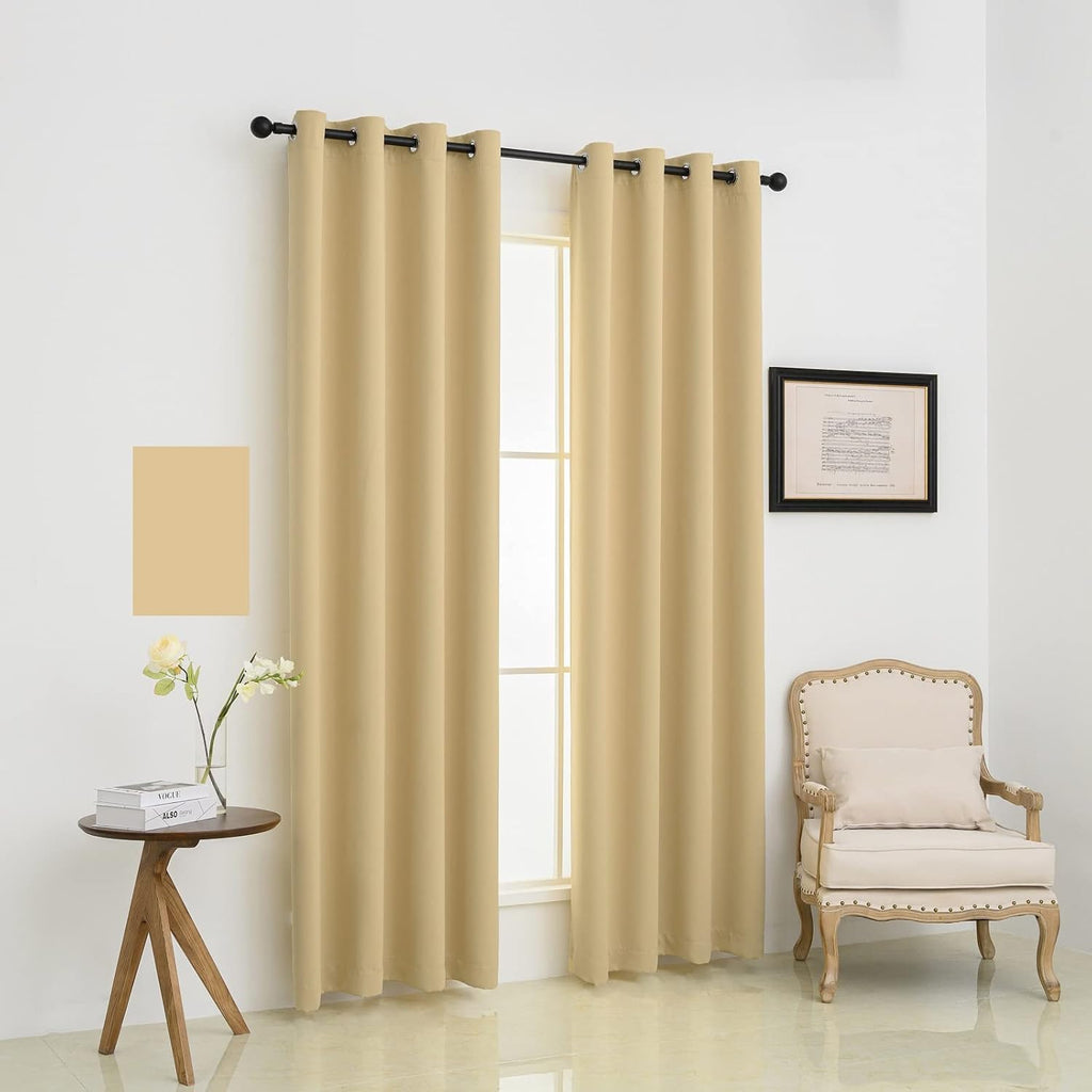 Pickluc Blackout Curtain 108 Inches Long 2 Panels, Grommet Window Drapes for Living Room, Thermal Insulated, Noise Reduction, Privacy Prote…