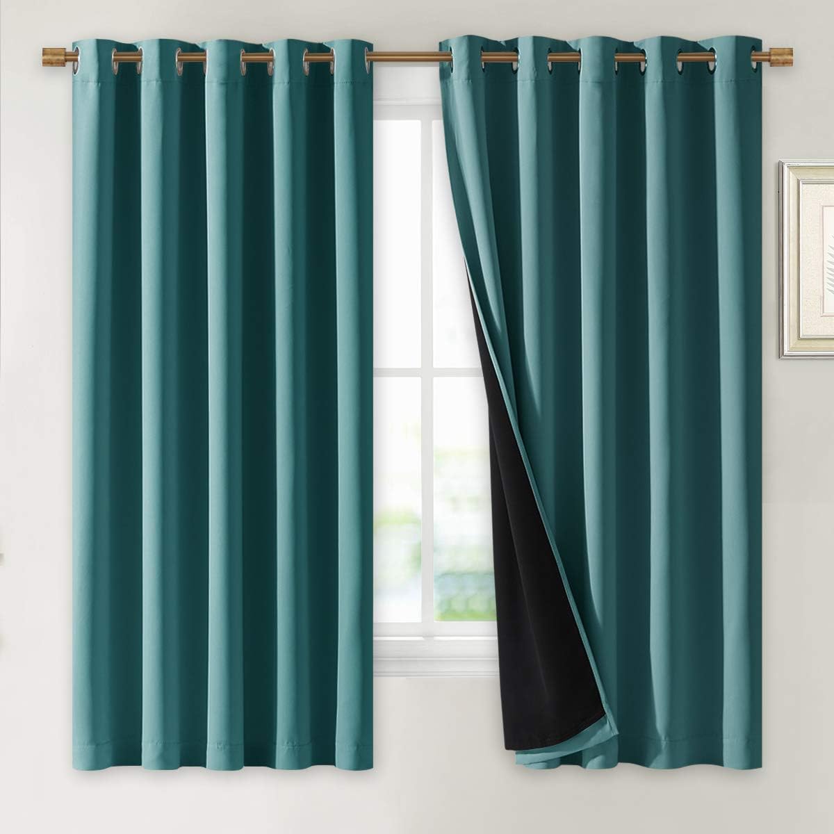 Nicetown 100% Blackout Curtain Panels, Thermal Insulated Black Liner Curtains for Nursery Room, Noise Reducing and Cold Blocking Drapes for…