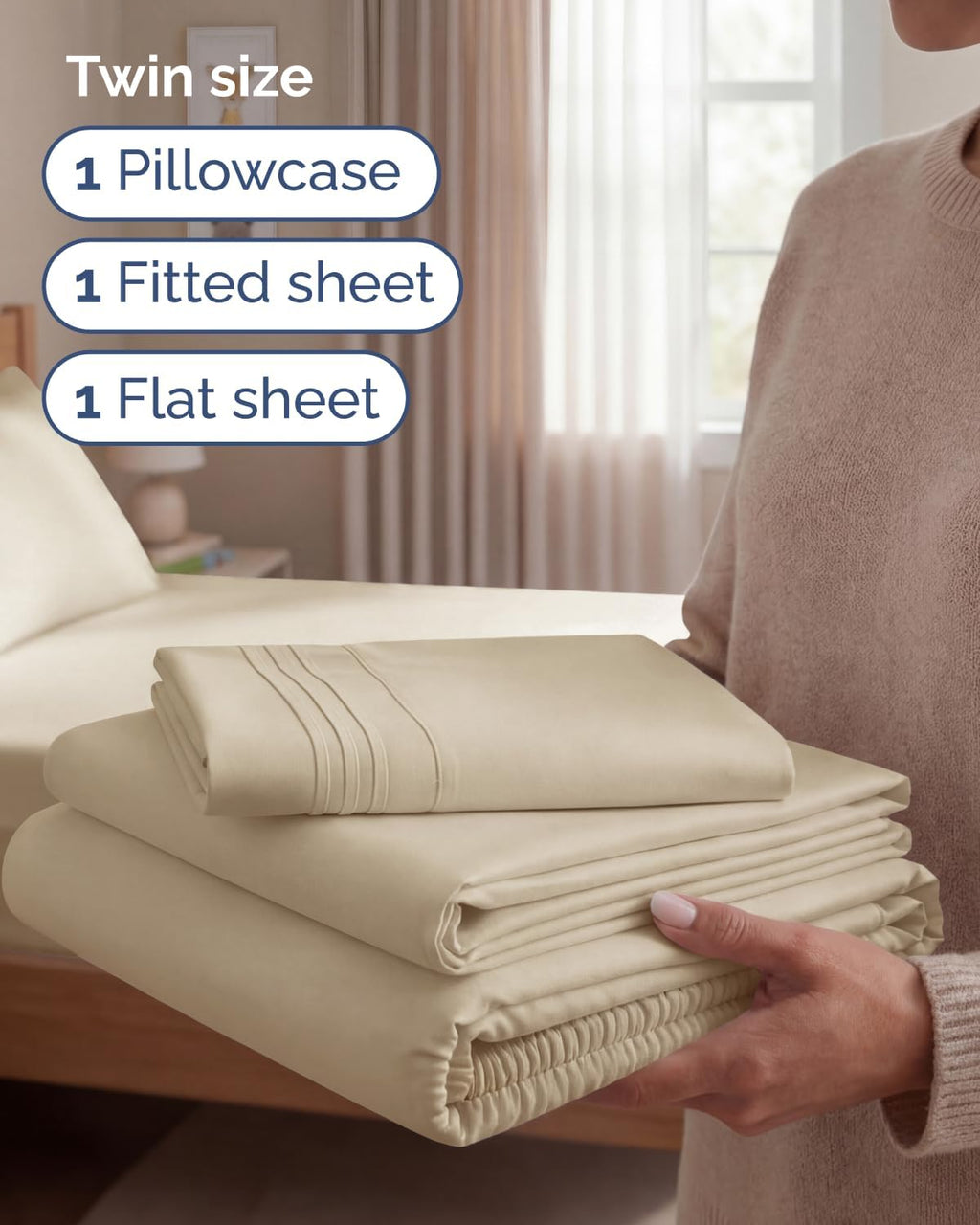Twin Size 3 Piece Sheet Set - Comfy Breathable & Cooling Sheets - Hotel Luxury Bed Sheets for Women & Men - Deep Pockets, Easy-Fit, Extra…