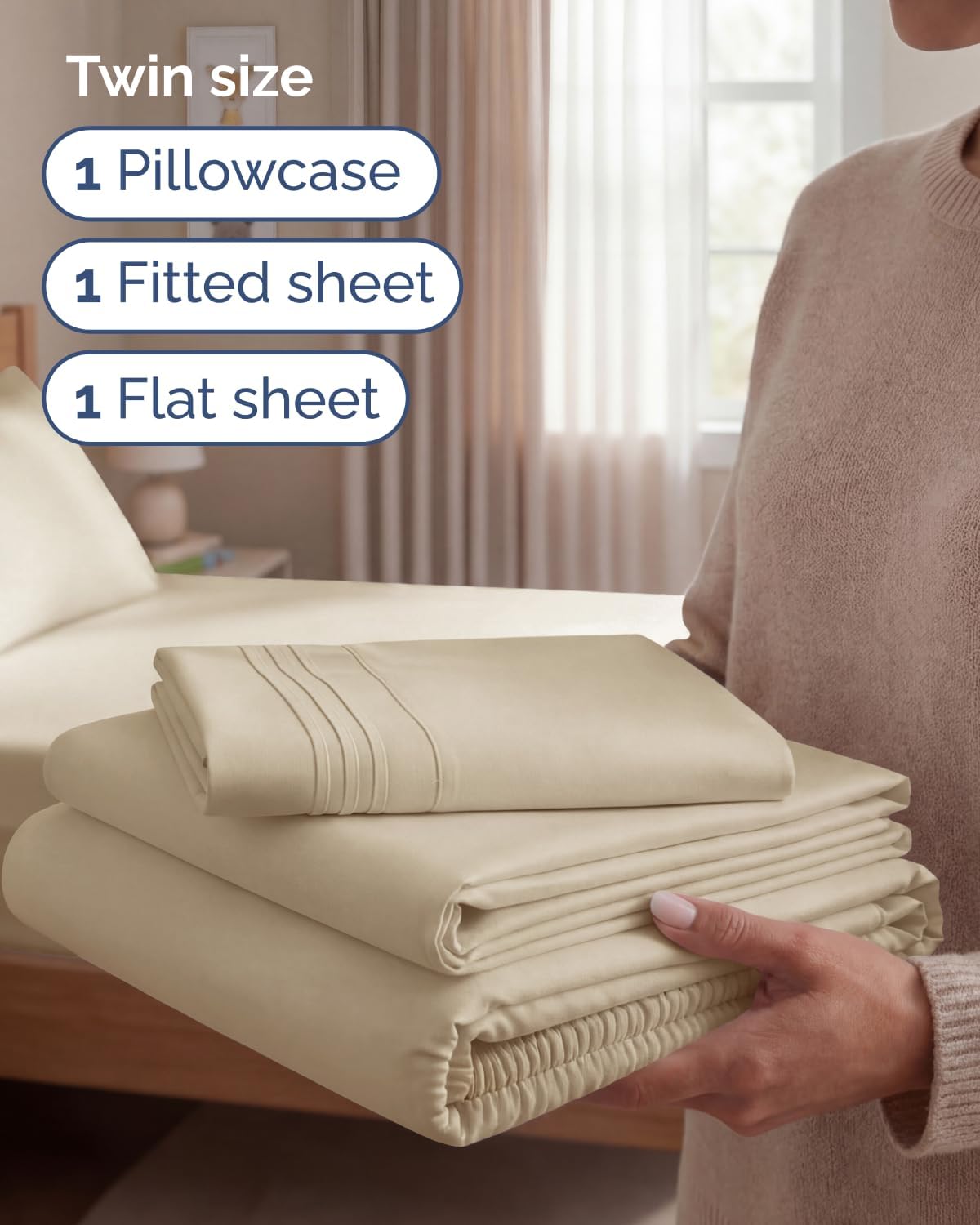 Twin Size 3 Piece Sheet Set - Comfy Breathable & Cooling Sheets - Hotel Luxury Bed Sheets for Women & Men - Deep Pockets, Easy-Fit, Extra…