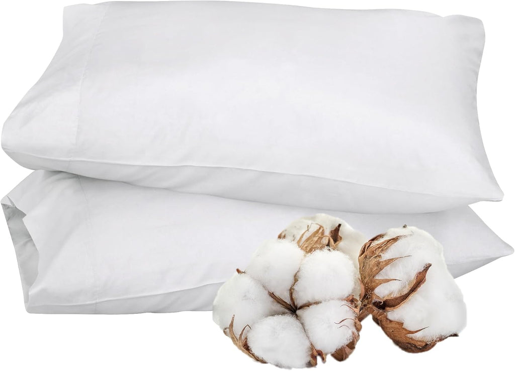 Royalelinens Royale Linens White Cotton Pillow Cases Queen Size Set of 12 - Bed Pillow Covers - 100% Cotton Pillowcases - Soft & Cooling -…