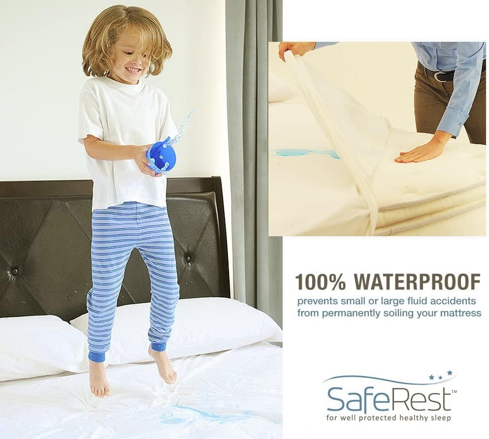 SafeRest Pillow Protector - Pack of 1 - Standard Size Waterproof Pillow Cover - Zippered Pillow Encasement for College Dorm Room, New…