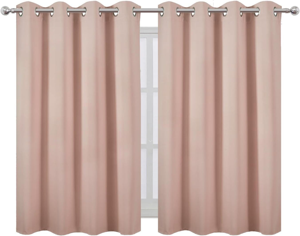 Lemomo Blush Thermal Blackout Curtains/52 x 45 Inch/Set of 2 Panels Room Darkening Curtains 45 Inch silver