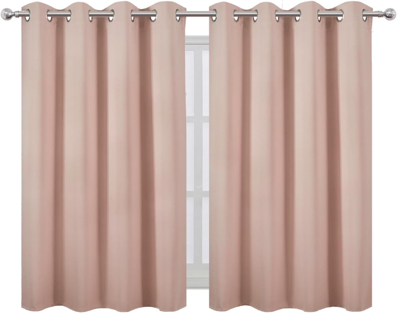 Lemomo Blush Thermal Blackout Curtains/52 x 45 Inch/Set of 2 Panels Room Darkening Curtains 45 Inch silver