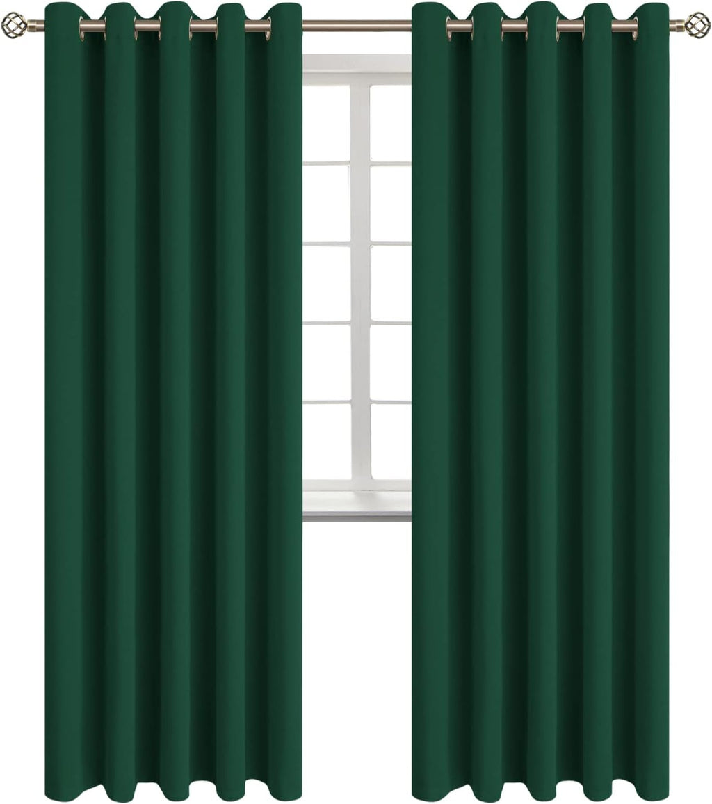 BGment Blackout Curtains for Bedroom - Grommet Thermal Insulated Room Darkening Drapes for Living Room, Set of 2 Panels (70 x 84 Inch, Emer…