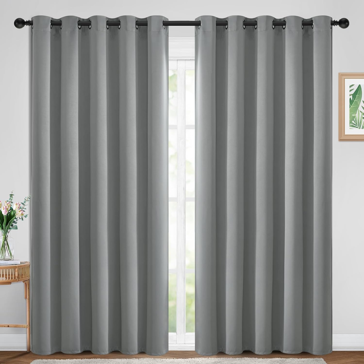 Yakamok Dove Grey Room Darking 84 Inch Length 2 Panel Sets for Livingroom Dining Room Darkening Thermal Insulated Bay Window Hotel Modern…