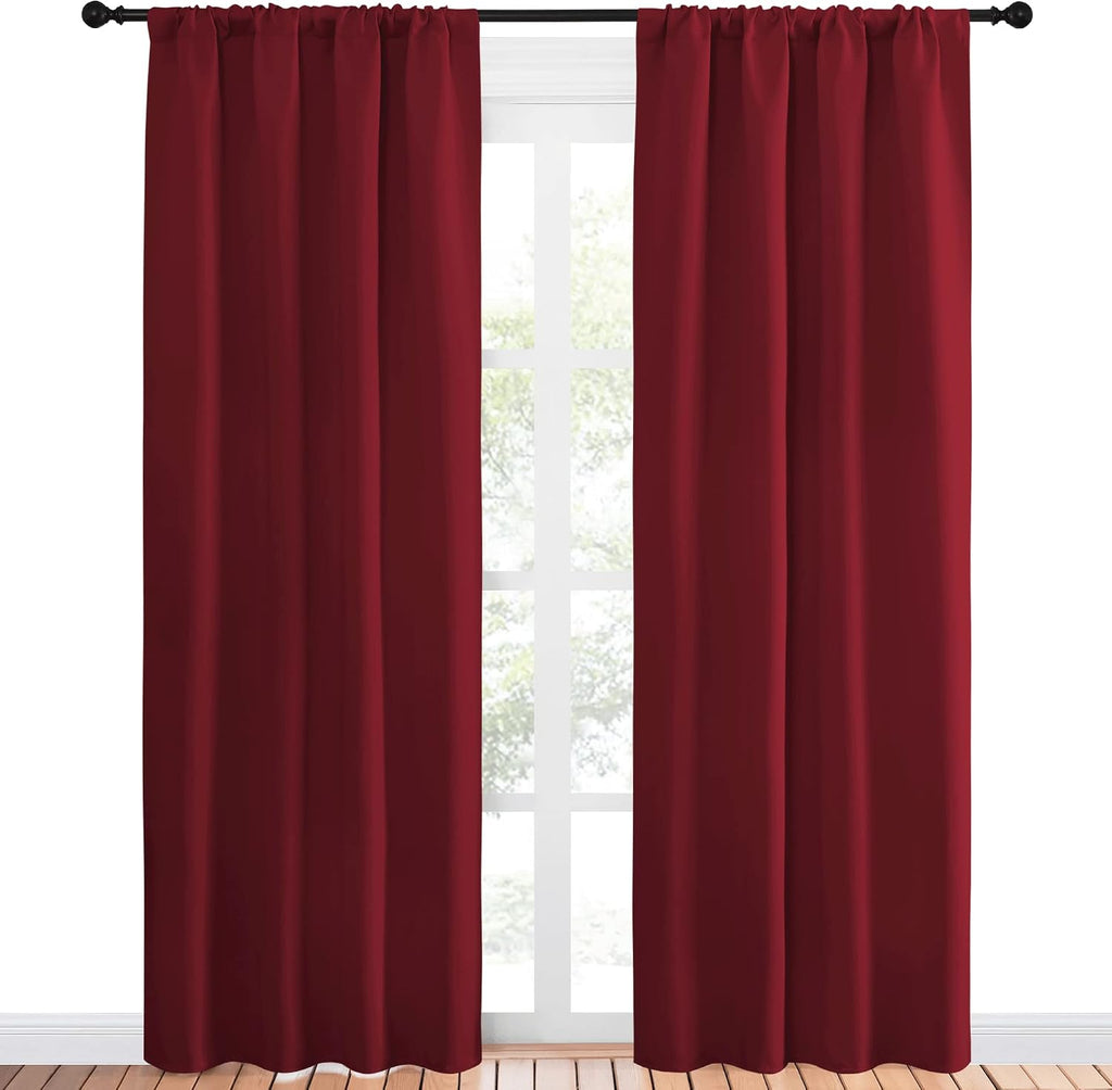 NICETOWN Christmas Burgundy Curtains Blackout Drapes - Home Decorations Thermal Insulated Solid Blackout Living Room Curtains/Draperies…