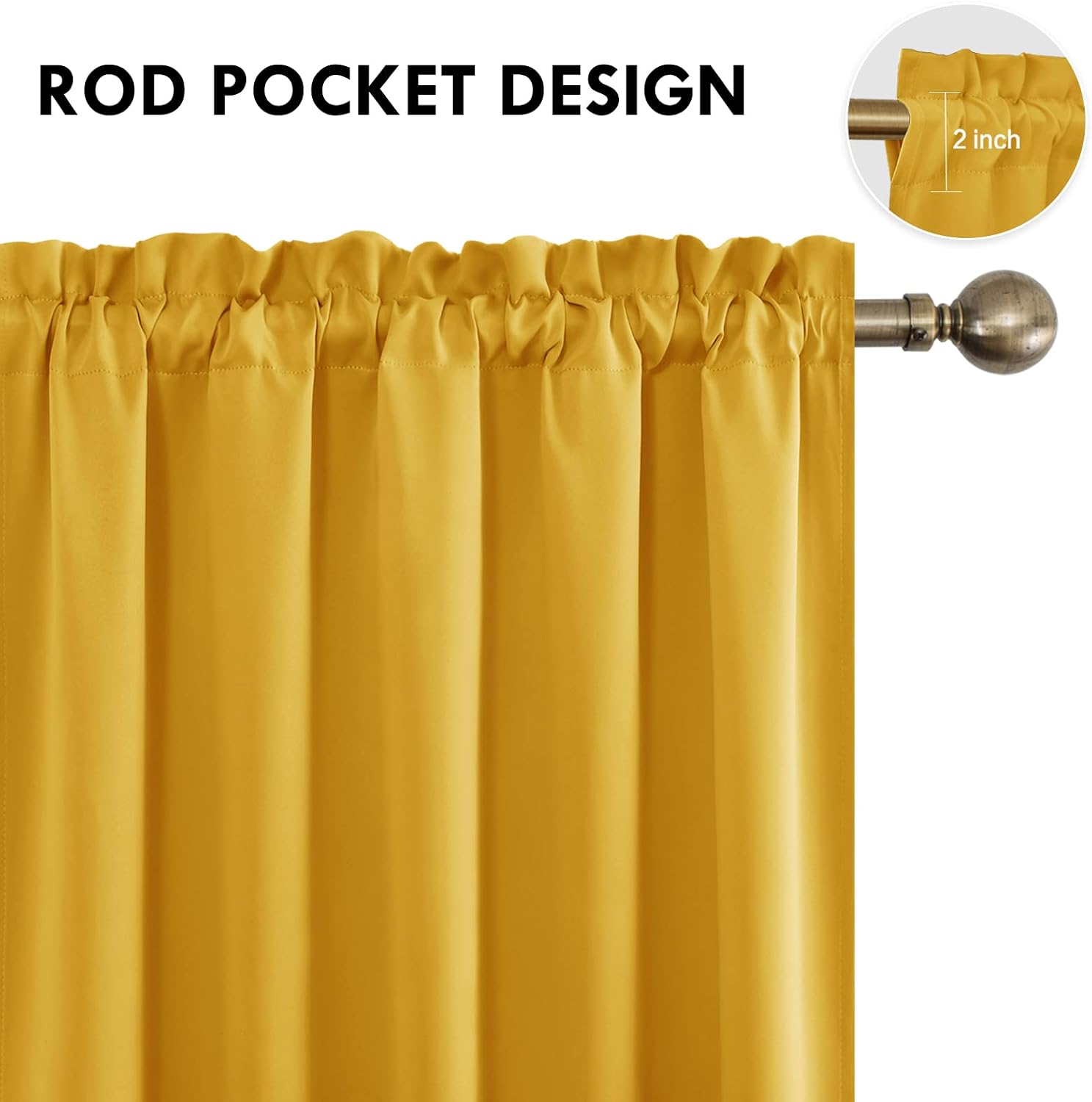 Dwcn Blackout Curtains for Bedroom – Rod Pocket Thermal Insulated Noise Reducing Noise Reducing Drapes for Living Room, W 60 x L 63 Inch, 2…